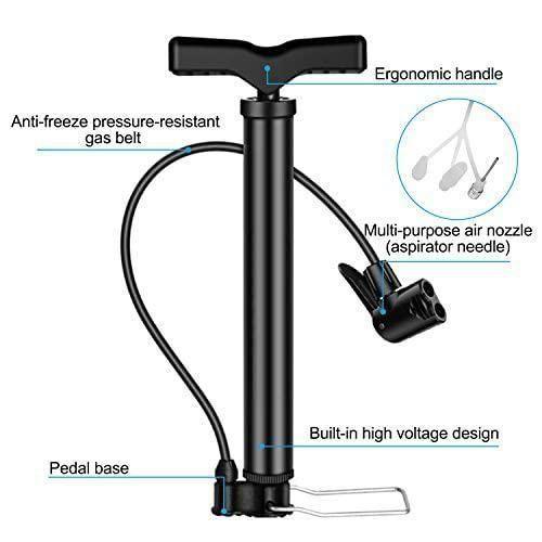 High Presure Cycle Pump, Portable 120 PSI Aluminum Alloy Bicycle Floor Air Pump Suitable Presta and Shrader Valve Roposo Clout